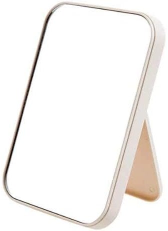 Coobbar Coobbar Desktop Foldable Makeup Mirror Simple Portable Princess Mirror Square Makeup Mirror Small Mirror with Stand for Women (Beige) 