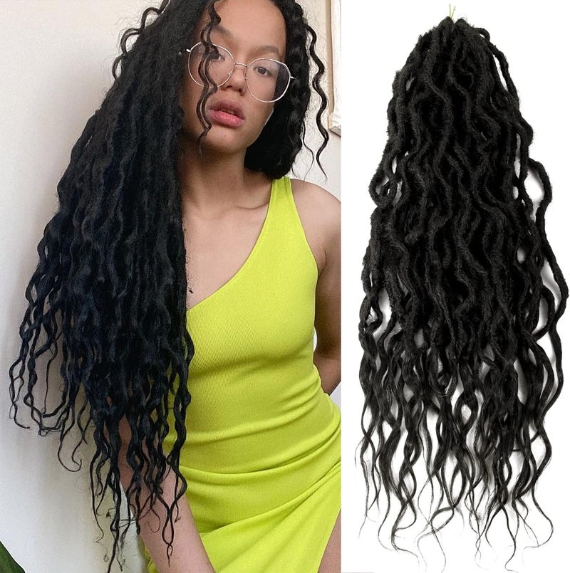 SuyiIRL Faux Locs Crochet Braid Hair Bohemian Locs 24 Inches Synthetic Dreads Ombre Braiding Hair Afro Dreadlock 1B - Image 1