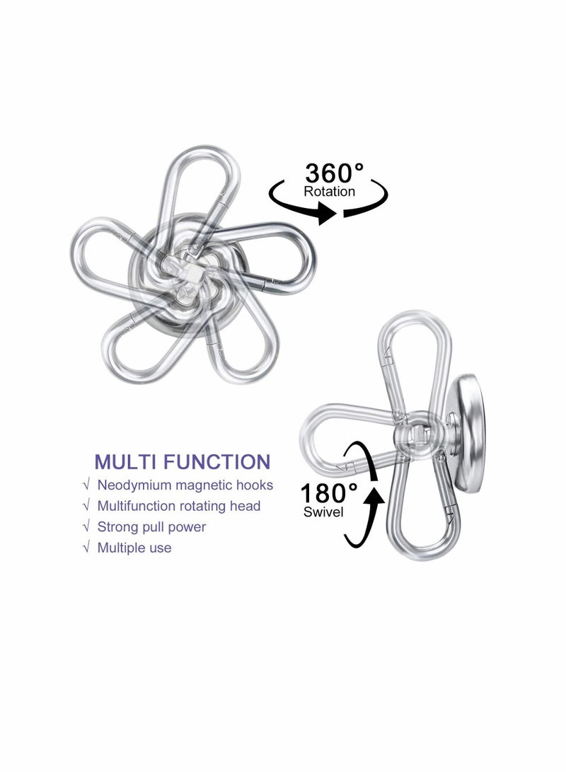 Y&D Carabiner Magnetic Hooks, KASTWAVE 100LBS Strong Heavy Duty Neodymium Magnet Hooks with Swivel Hook, Great for Your Kitchen, Refrigerator and Other Surfaces (4 Pack) Silvery  - Image 4