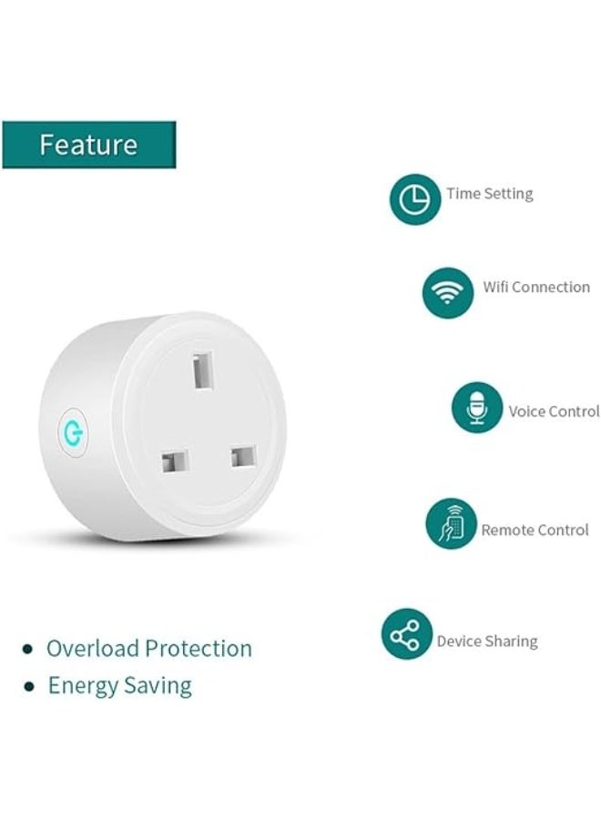 UREVO 1 PACK WiFi Smart Plug, 16A Smart Outlet Plug Socket Compatible with Alexa, Smart Life APP Wireless Remote Control, with Remote Control & Voice Control, Timer Function, No Hub Required - Image 3