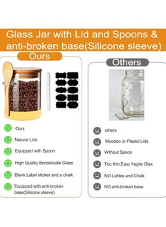Mash Glass Jars with Airtight Lid and Spoon,Glass Food Storage Jars Containers,Overnight Oats Containers with Lids,Decorative home Kitchen Jars for Spice Bath Salt Tea Coffee Sugar Canisters 530ml  - Image 5
