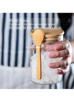 Mash Glass Jars with Airtight Lid and Spoon,Glass Food Storage Jars Containers,Overnight Oats Containers with Lids,Decorative home Kitchen Jars for Spice Bath Salt Tea Coffee Sugar Canisters 530ml  - Image 3