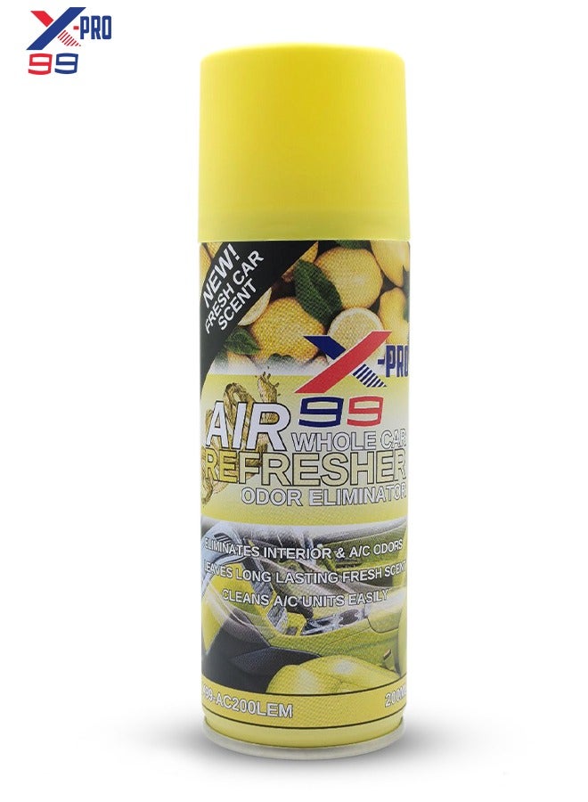 إكس برو معطر هواء السيارة X-PRO 99 برائحة منعشة تدوم طويلاً، بخاخ 200 مل لإزالة الروائح الكريهة من داخل السيارة ومنظف مكيف الهواء برائحة الليمون X99-AC200LEM - Image 1