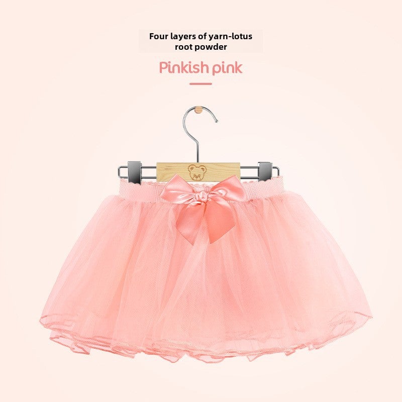 Kids Ballet Tutu Skirt Princess Dance Costume Four layer skirt-lotus root starch 
