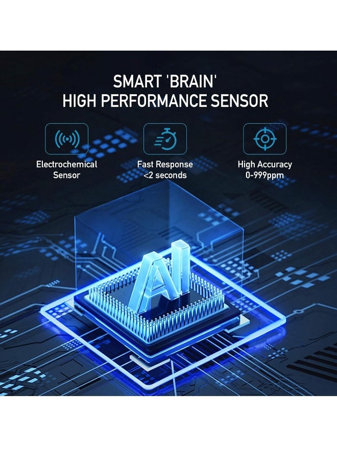 كاشف أول أكسيد الكربون مع وظيفة إنذار ذكي، كاشف CO 3 في 1 لرطوبة/درجة حرارة/تركيز أول أكسيد الكربون، جهاز تحذير محمول وقابل للشحن للاستخدام المنزلي/كامبري أو عربة منزليّة. - Image 2