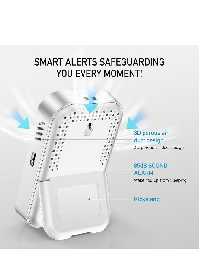 كاشف أول أكسيد الكربون مع وظيفة إنذار ذكي، كاشف CO 3 في 1 لرطوبة/درجة حرارة/تركيز أول أكسيد الكربون، جهاز تحذير محمول وقابل للشحن للاستخدام المنزلي/كامبري أو عربة منزليّة. - Image 4