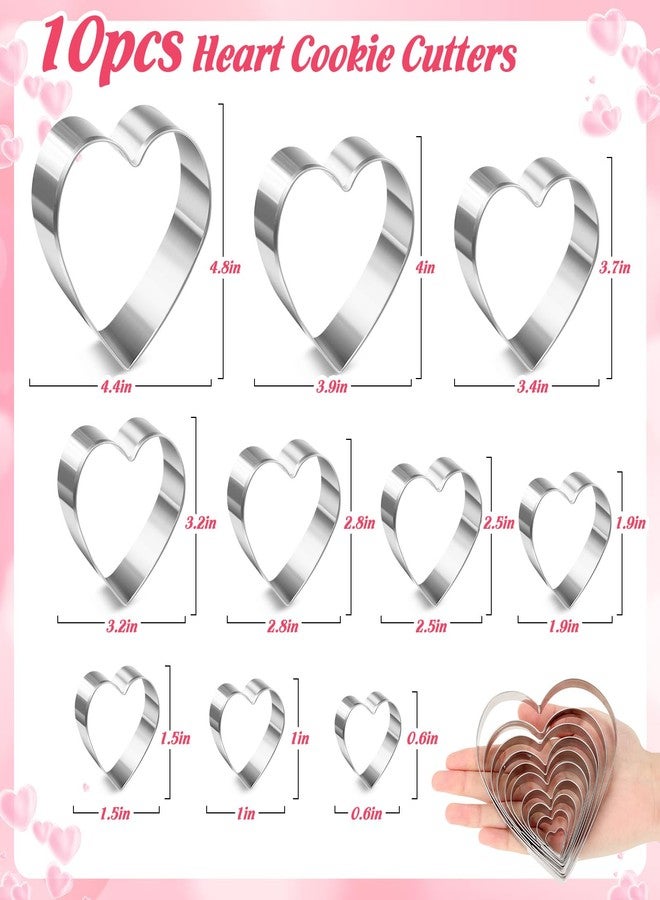 LifeisLuck Heart Cookie Cutter Set 10Pcs Stainless Steel Biscuit Cutters Valentine’s Day Different Size Heart Shapes Mold Fondant Cake Cookie Molds for Baking Anniversary, Bridal, Engagement and Wedding - Image 2