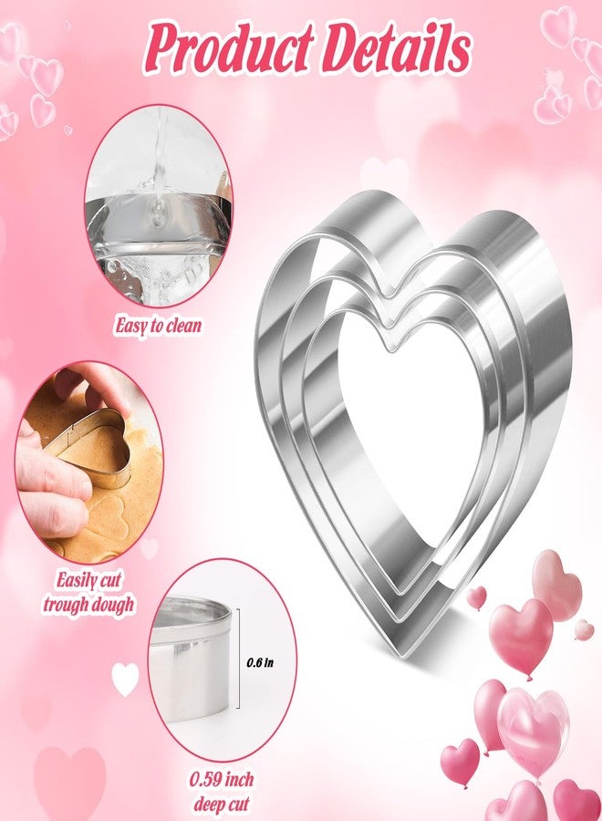 LifeisLuck Heart Cookie Cutter Set 10Pcs Stainless Steel Biscuit Cutters Valentine’s Day Different Size Heart Shapes Mold Fondant Cake Cookie Molds for Baking Anniversary, Bridal, Engagement and Wedding - Image 3