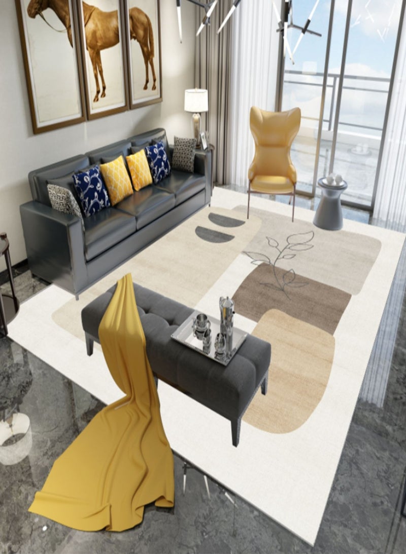 Sharpdo Modern Area Rugs Simple Short Pile Carpet Living Room Bedroom Rug Anti Slip Floor Carpet Home Decor Rectangle Polyester Beige 200*300CM - Image 3