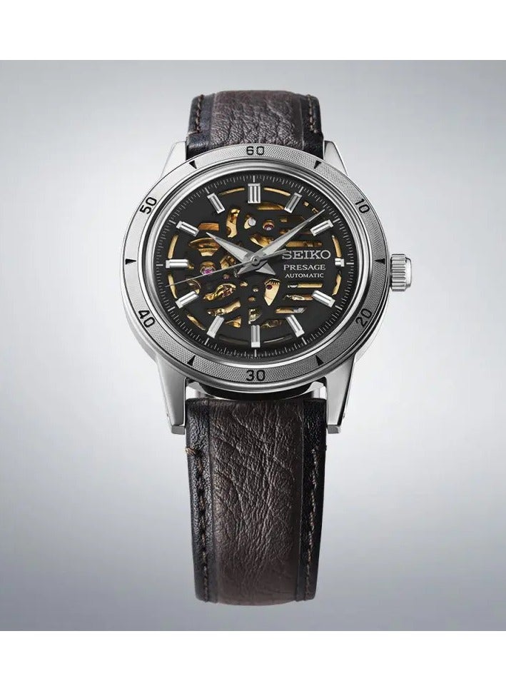 Seiko ساعة يد أوتوماتيكية للرجال بحزام جلد من بريسايج SSA461 - Image 2