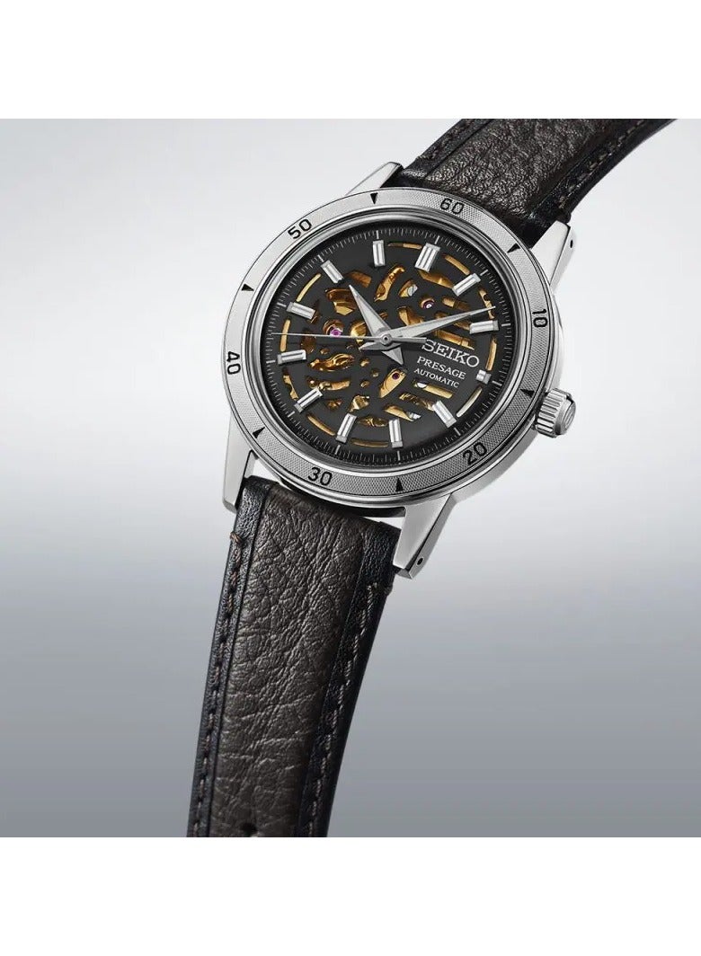 Seiko ساعة يد أوتوماتيكية للرجال بحزام جلد من بريسايج SSA461 - Image 3