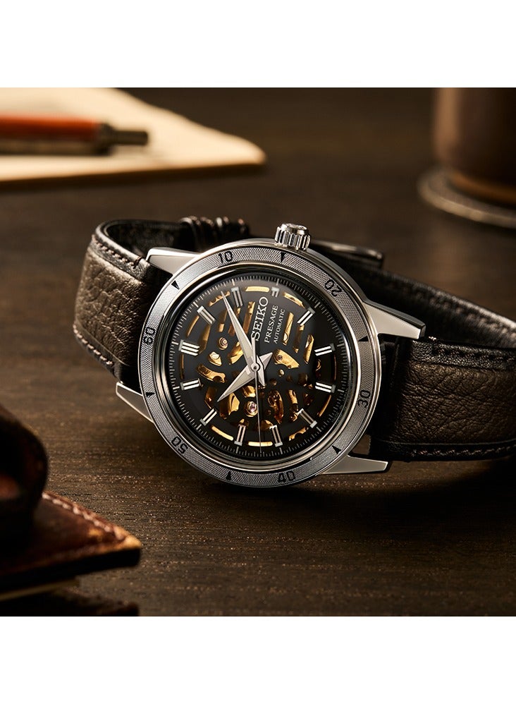 Seiko ساعة يد أوتوماتيكية للرجال بحزام جلد من بريسايج SSA461 - Image 4