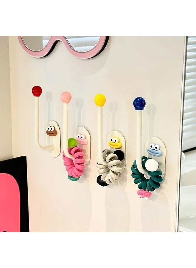 2pcs Pink Wall Mounted Multi Purpose Hooks with Cute Cartoon Faces - Image 3