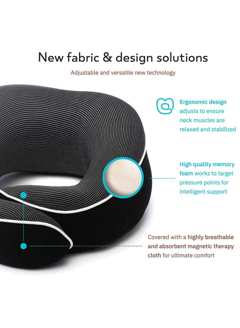 Travel Pillow 100% Pure Memory Foam Neck Pillow,Pillows for Sleeping,Car and Airplane Travel Essentials,Travel Kit with Luxury Mesh Bag (Black) - Image 5