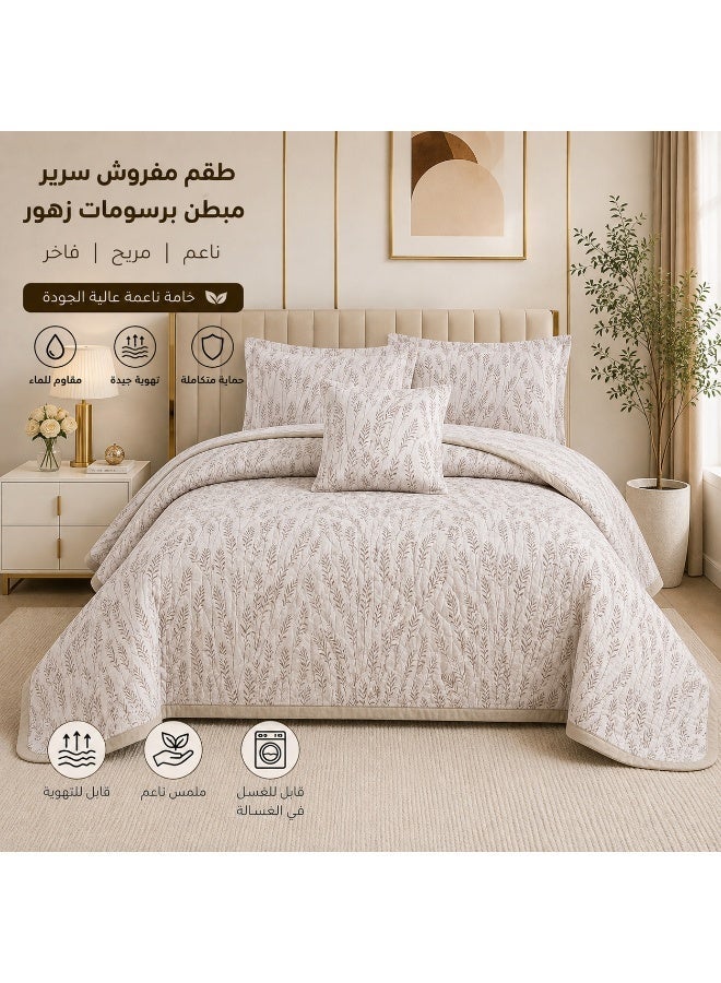 ShinyFlower Elegant Floral Quilted Bedding Set, 4/6-Piece Set, Soft & Comfortable Printed Quilt Set, Simple & Refined Bedroom Bedding - Image 1