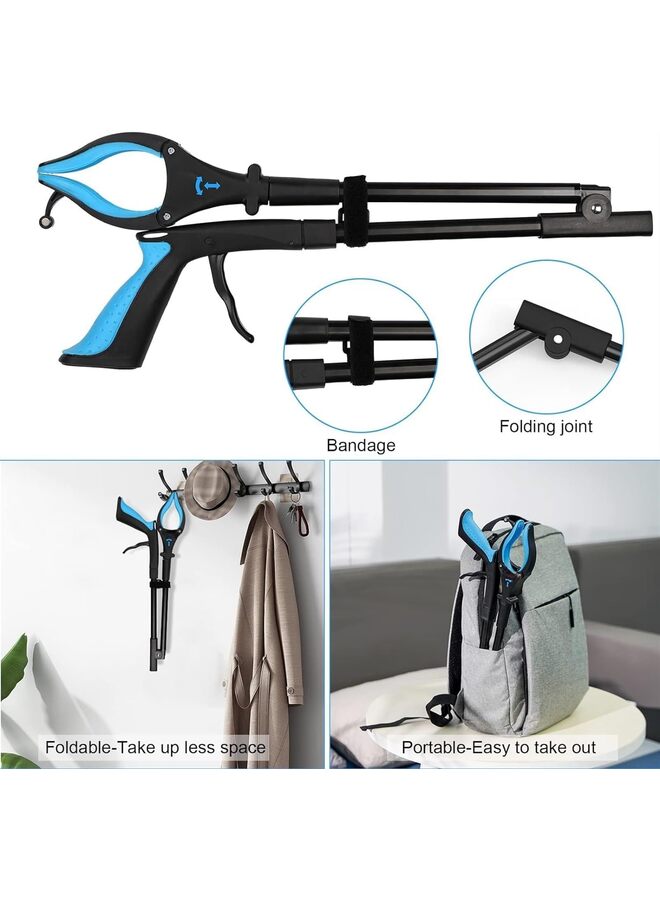 Foldable Grabber Reacher Tool, 32" Garbage Grabber Tool, 90°Rotating averse-Slip Jaw, Soft Rubber Handle & Durable Stick, Magnet Hook, Gabbers for Elderly (Color : BLUE) - Image 3