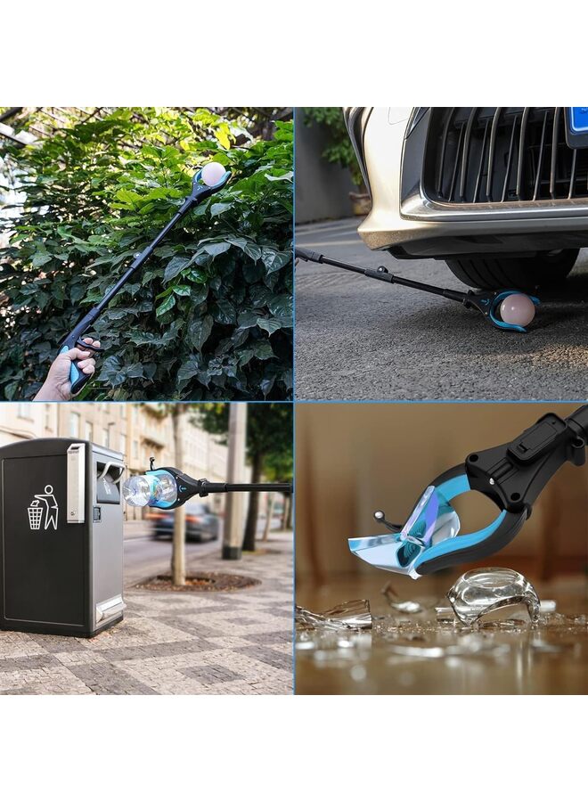 Foldable Grabber Reacher Tool, 32" Garbage Grabber Tool, 90°Rotating averse-Slip Jaw, Soft Rubber Handle & Durable Stick, Magnet Hook, Gabbers for Elderly (Color : BLUE) - Image 5