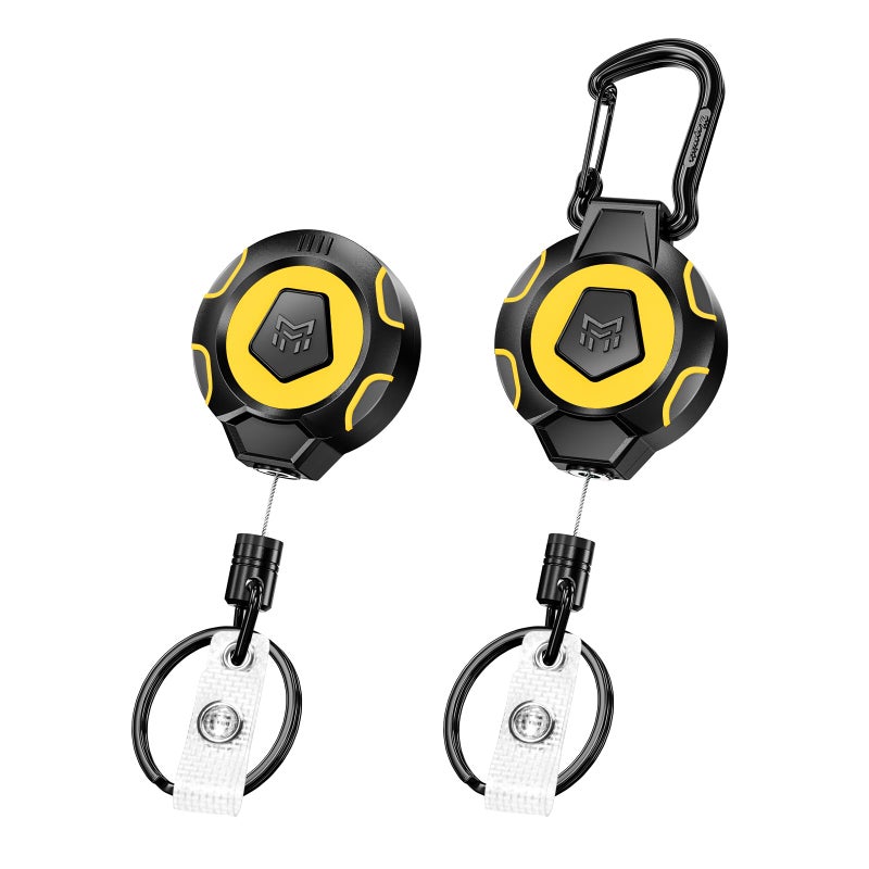 MNGARISTA Upgraded Heavy Duty Retractable Keychain, Belt Clip Ver. & Carabiner Ver., 10 oz Retraction, 31.5" Stainless Steel Cable, Tactical ID Badge Reel Key Chain Retractor, 2 Pack - Image 1
