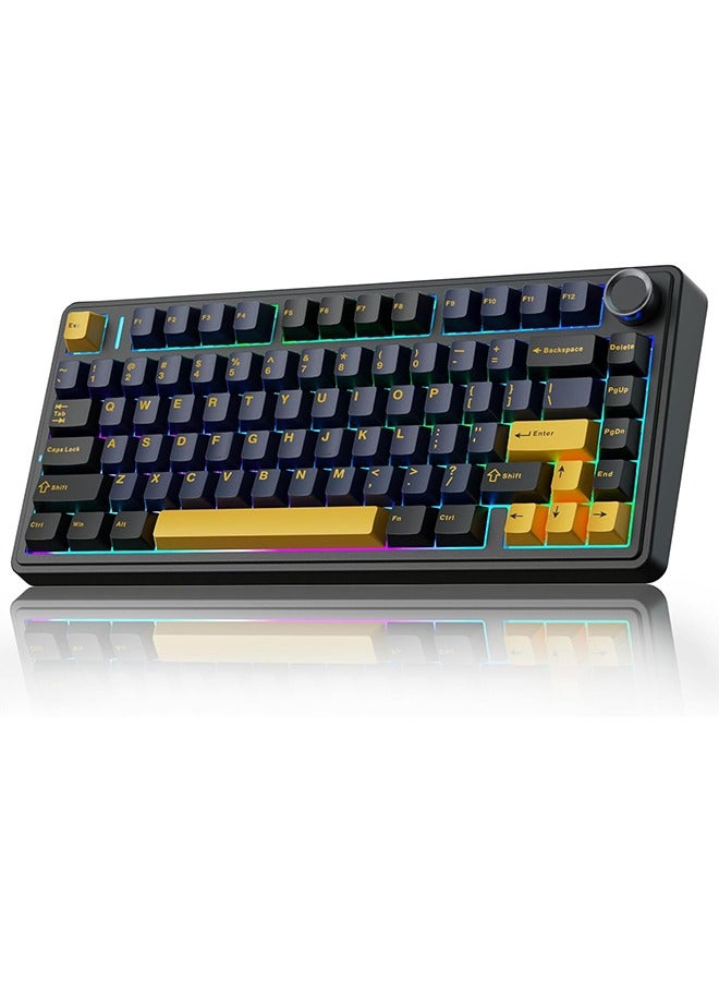 AULA F75 75% Wireless Mechanical Keyboard, Hot Swappable Creamy Keyboard, Pre-lubed Reaper Switches, RGB Backlit Gaming Keyboards, 2.4GHz/Type-C/BT5.0