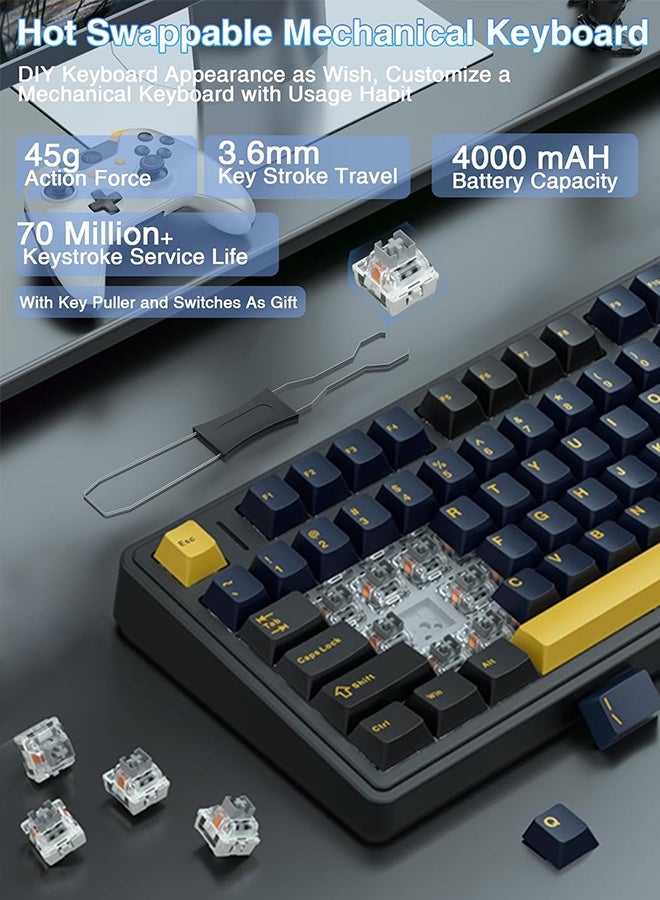 AULA AULA F75 75% Wireless Mechanical Keyboard, Hot Swappable Creamy Keyboard, Pre-lubed Reaper Switches, RGB Backlit Gaming Keyboards, 2.4GHz/Type-C/BT5.0  - Image 4