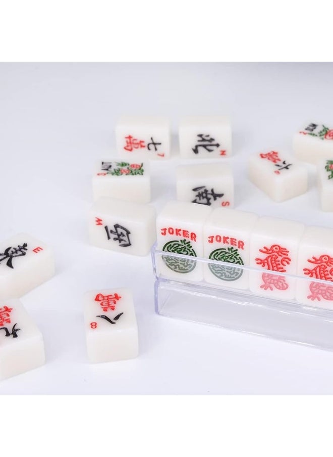Drizzle drizzle Travel Mini American Mahjong Set - 166 White Tiles Includes Jokers 0.8" White Melamine Material - with Racks Instructions and Panda Bag 2.20 Pounds  - Image 1