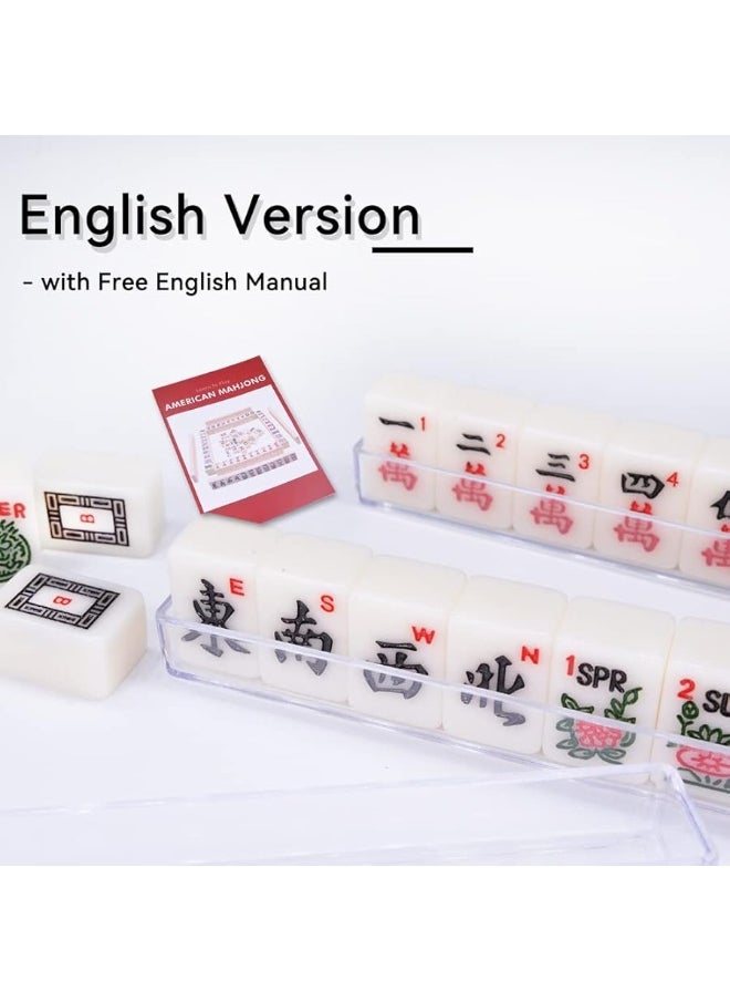 Drizzle drizzle Travel Mini American Mahjong Set - 166 White Tiles Includes Jokers 0.8" White Melamine Material - with Racks Instructions and Panda Bag 2.20 Pounds  - Image 2