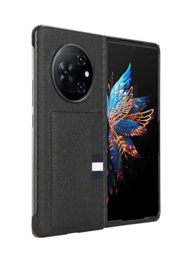 Tecno Phantom V Fold With Card Slots Hard Back Cover Phone Case For PU Leather  - Image 2
