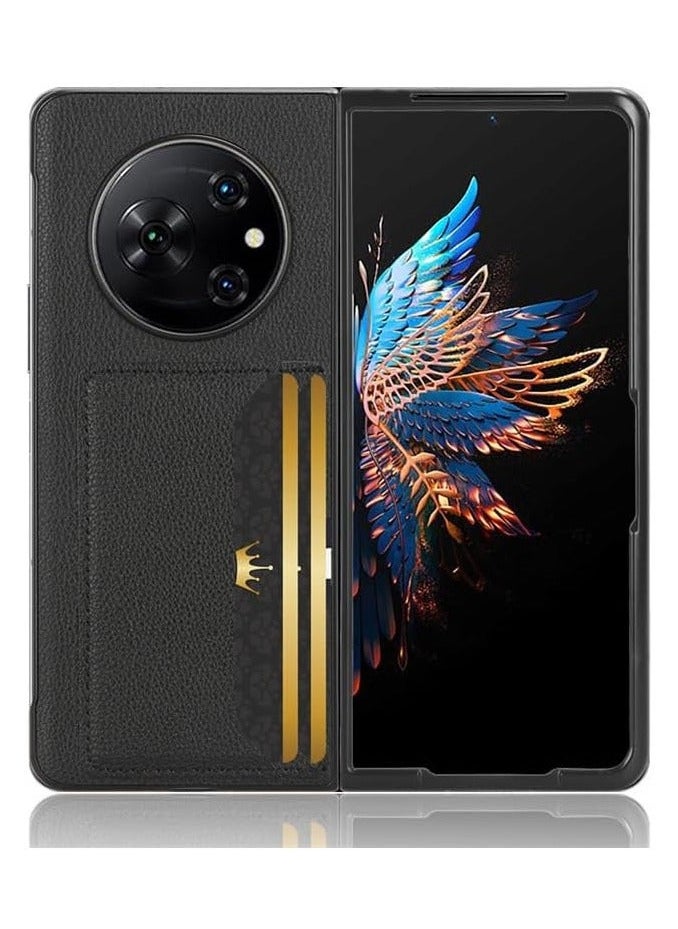 Tecno Phantom V Fold With Card Slots Hard Back Cover Phone Case For PU Leather  - Image 3