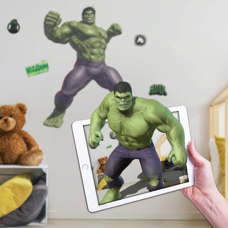 WALL PALZ WALL PALZ Marvel The Incredible Hulk Wall Decals - Hulk Wall Decor with 3D Augmented Reality Interaction - 29"" Hulk Stickers - Marvel Legends Room Decor 