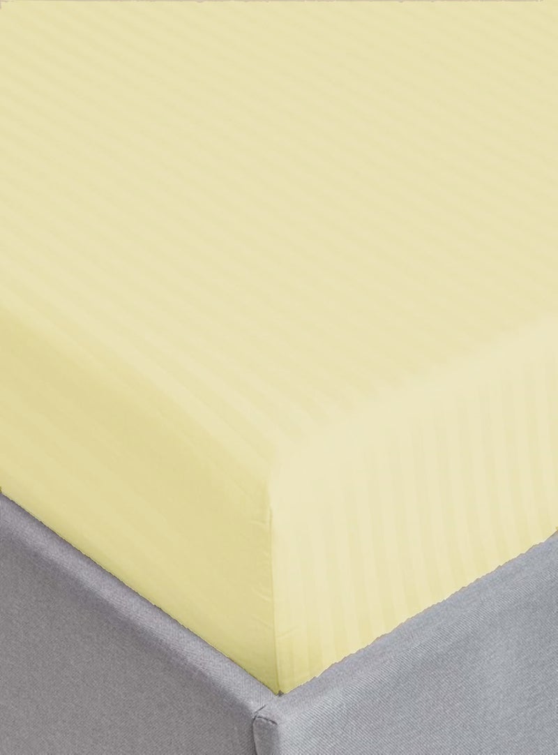 MAXQON Deep Fitted Bed Sheet with 2Pcs Pillow Covers, King (180x200+30CM), Color Cream - Image 3