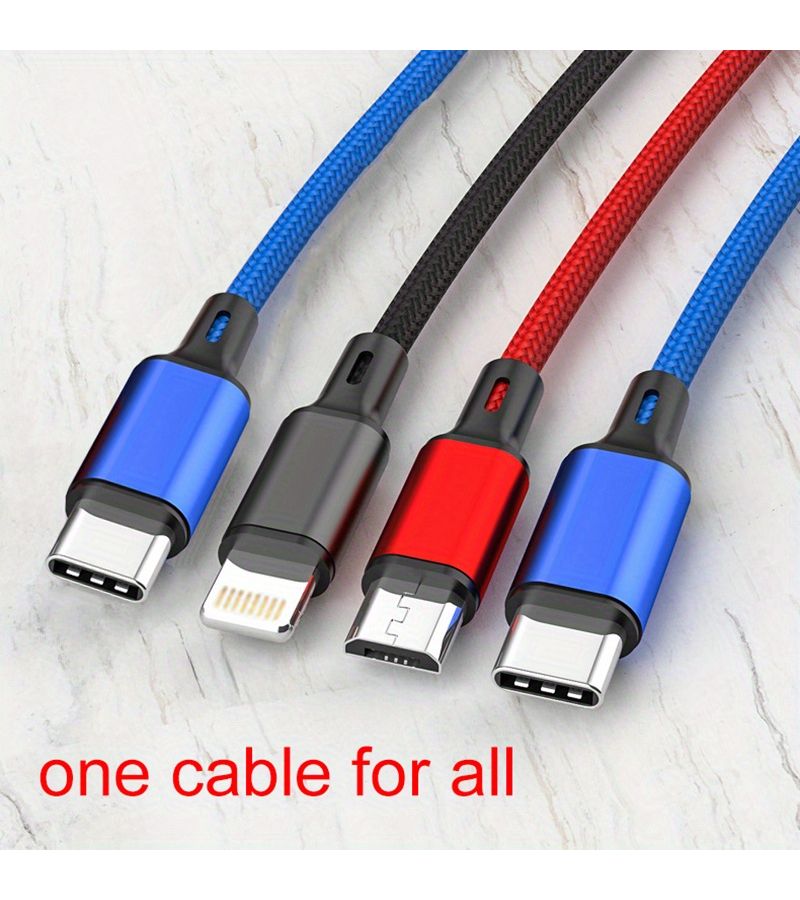 كابل شحن سريع 4 في 1 بقوة قصوى 20 واط، متوافق مع USB C وMicro USB، مع أجهزة آيفون وأندرويد وسامسونغ وشاومي وشواحن السيارات. - Image 1