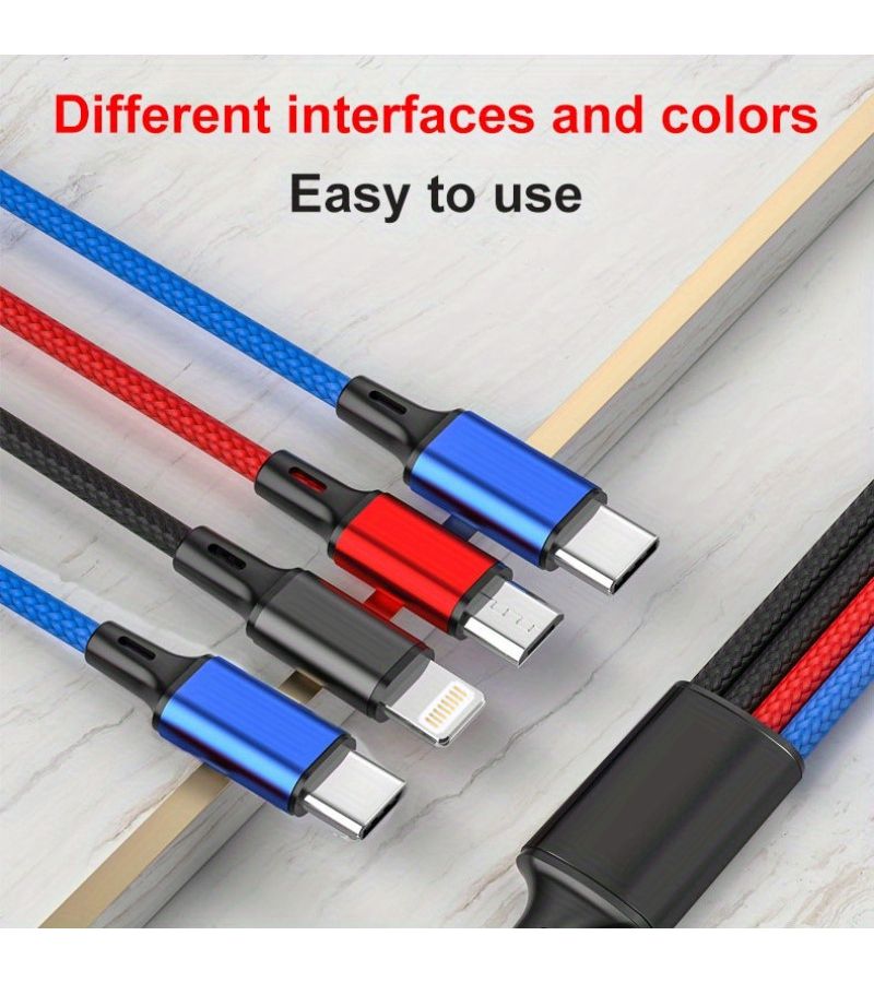 كابل شحن سريع 4 في 1 بقوة قصوى 20 واط، متوافق مع USB C وMicro USB، مع أجهزة آيفون وأندرويد وسامسونغ وشاومي وشواحن السيارات. - Image 3