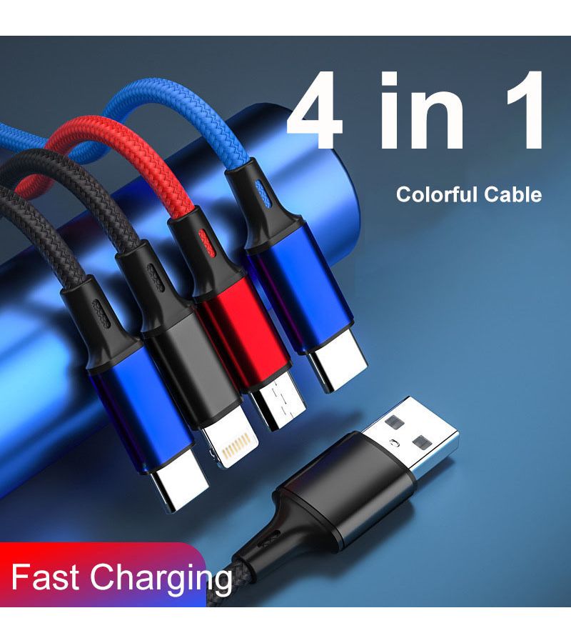 كابل شحن سريع 4 في 1 بقوة قصوى 20 واط، متوافق مع USB C وMicro USB، مع أجهزة آيفون وأندرويد وسامسونغ وشاومي وشواحن السيارات. - Image 2