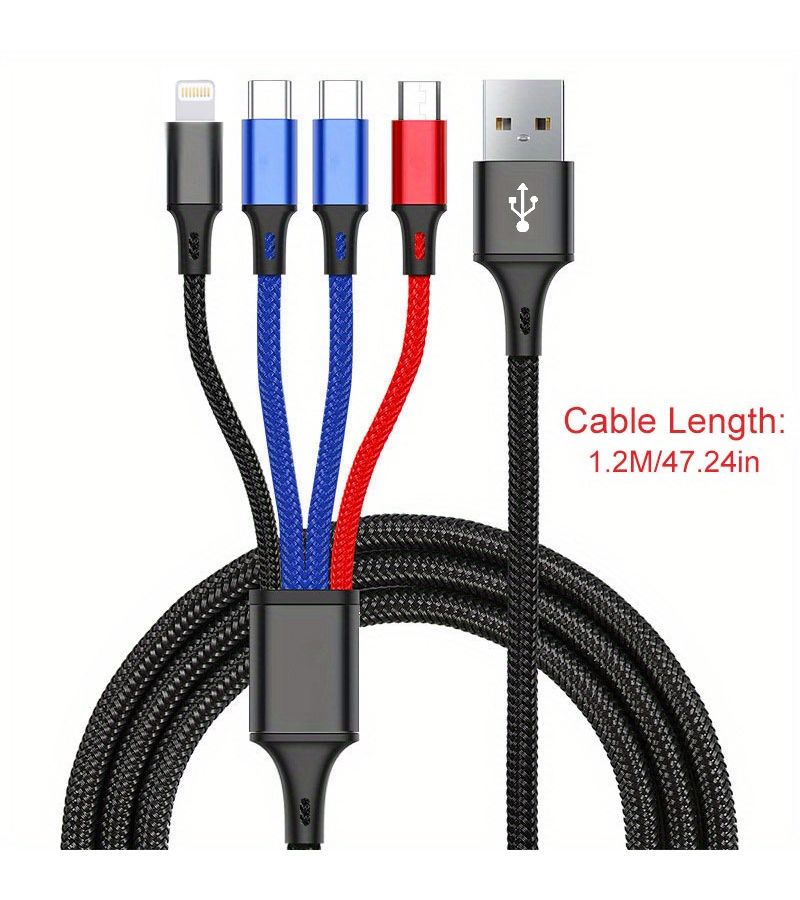 كابل شحن سريع 4 في 1 بقوة قصوى 20 واط، متوافق مع USB C وMicro USB، مع أجهزة آيفون وأندرويد وسامسونغ وشاومي وشواحن السيارات. - Image 4