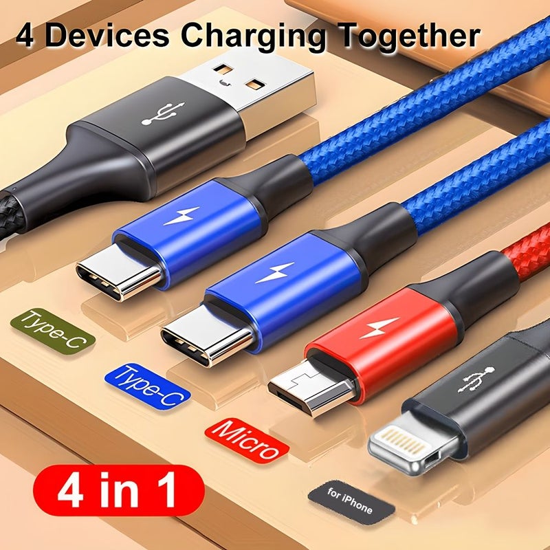 كابل شحن سريع 4 في 1 بقوة قصوى 20 واط، متوافق مع USB C وMicro USB، مع أجهزة آيفون وأندرويد وسامسونغ وشاومي وشواحن السيارات. - Image 5