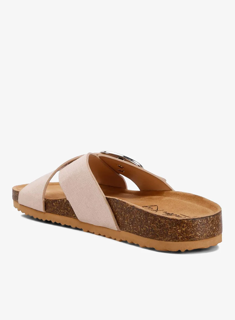 London Rag Pink Beige Buckle Slip On Sandals in Beige for Women | Best Price UAE