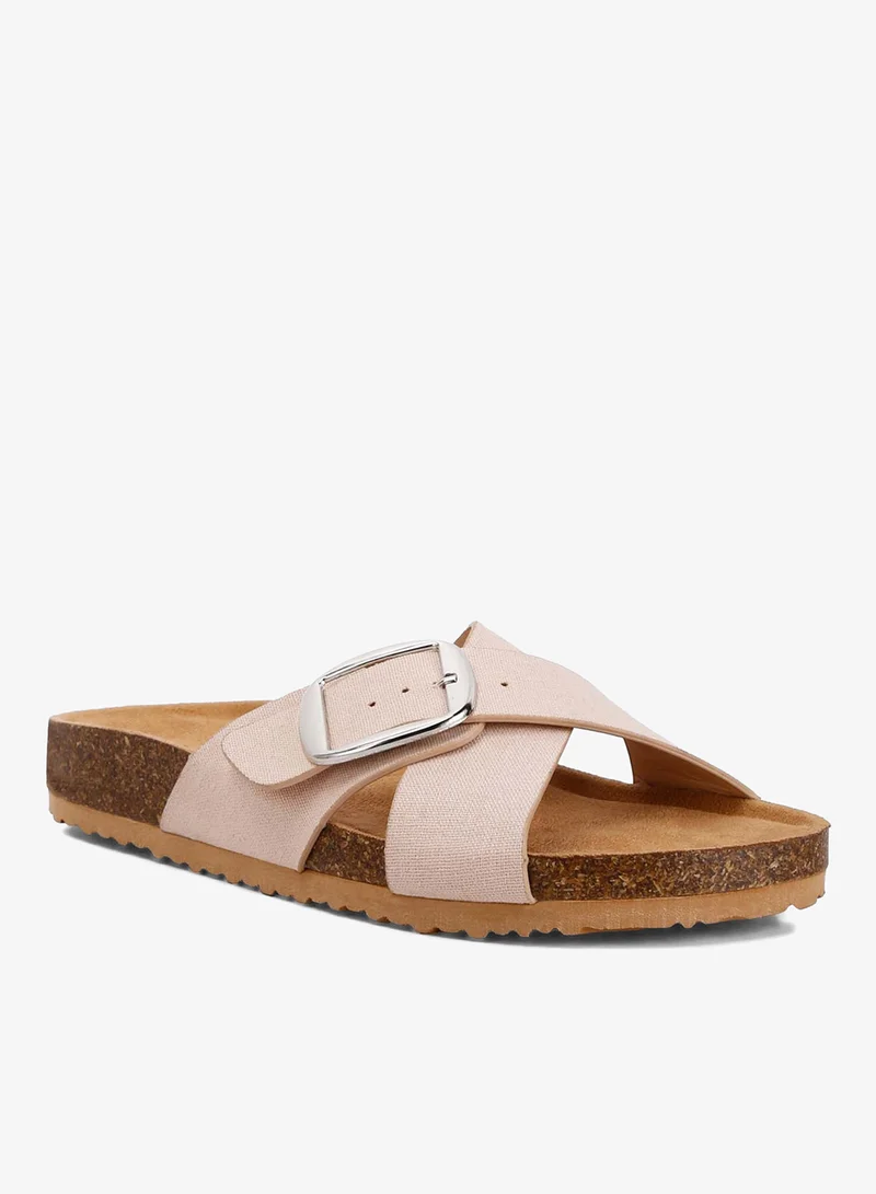 London Rag Pink Beige Buckle Slip On Sandals in Beige for Women | Best Price UAE