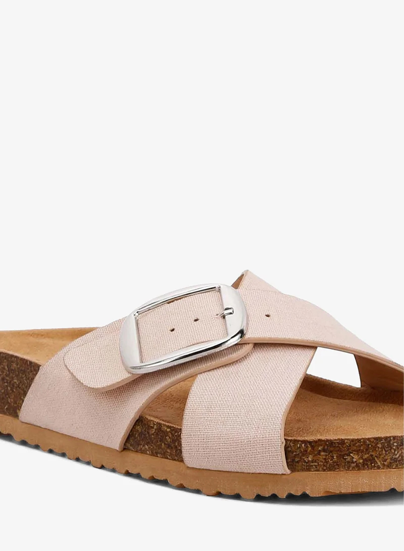 London Rag Pink Beige Buckle Slip On Sandals in Beige for Women | Best Price UAE