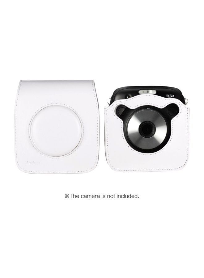 PU Leather Camera Case Bag With Adjustable Shoulder Strap 12.5x5.5x10.5cm White