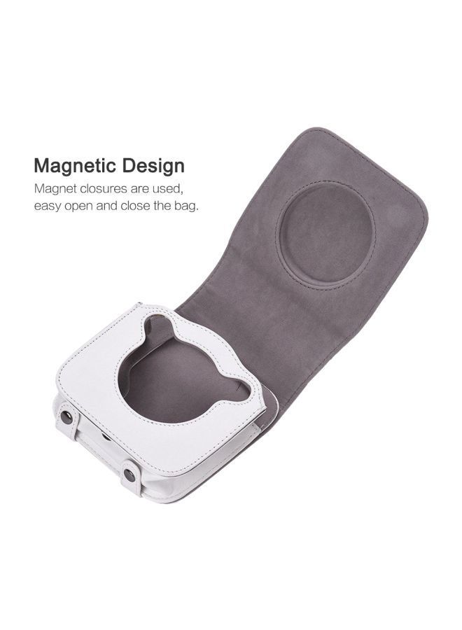 PU Leather Camera Case Bag With Adjustable Shoulder Strap 12.5x5.5x10.5cm White