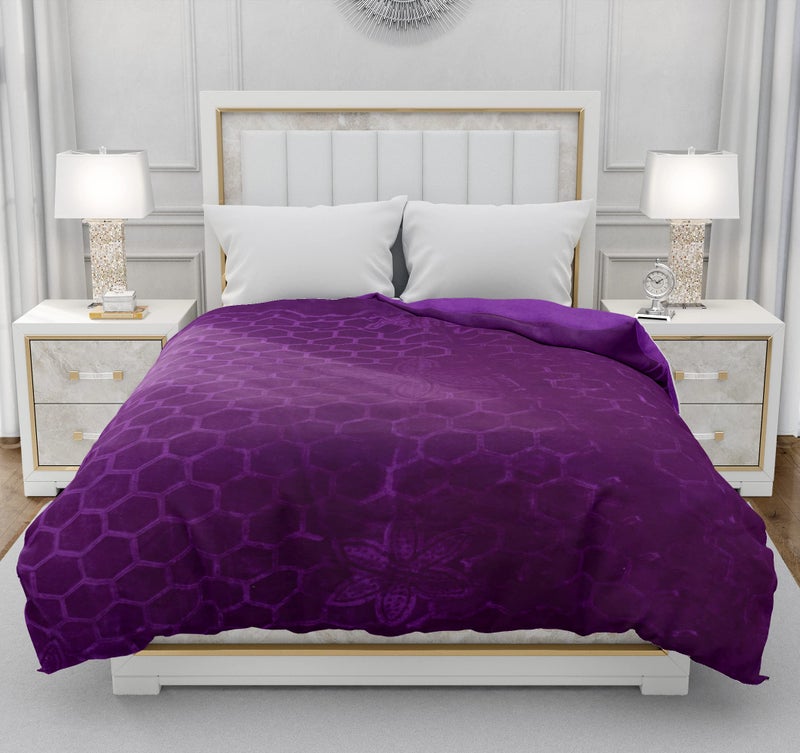 BENAVJI Mink Floral Embossed Super Soft AC Bed Velvet for Winter Blanket (Single, Purple) - Image 4