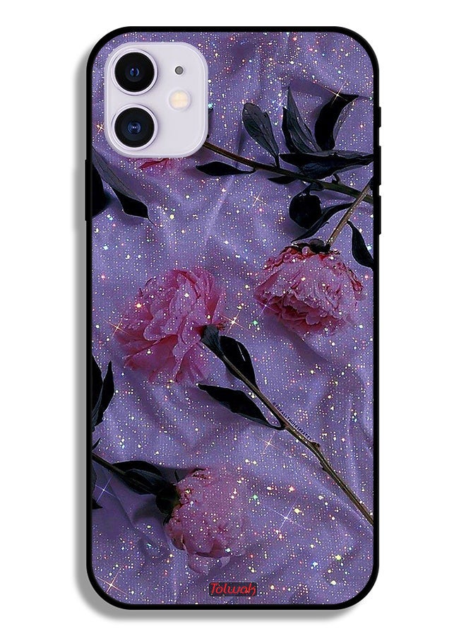 Tolwak Apple iPhone 12 mini Protective Case Glitter Roses - Image 2
