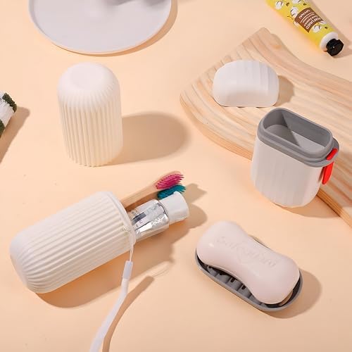 Aseenaa Combo Capsule Shape Plastic Portable Toothbrush Case Holder with Soap Case Holder, Storage Box Container Bathroom Organizer for Travel, Indoor & Outdoor | Pack of 4 | Color : Multi - Image 3
