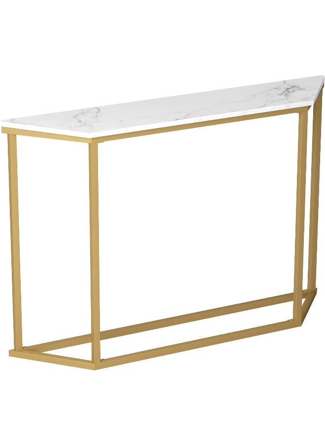 HOME TASTE Hometaste Marble Console Table With Metal Frame - Modern Sofa Side Table For Living Room Entryway And Home Office - Stylish Narrow Console Table And Hallway Accent Table Marble Metal Frame 