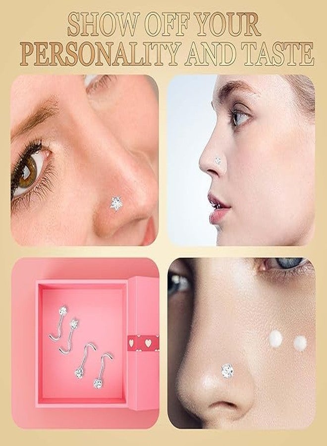 INOCEAN مجموعة INOCEAN المكونة من 5 قطع من دبابيس الأنف للنساء، حلقة أنف مع ثقب، طقم مجوهرات أنف من 5 قطع، أقراط أنف أنيقة ودبابيس أنف للارتداء اليومي والمناسبات الاحتفالية - Image 5