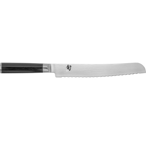 Shun Classic 9 Bread Knife Handcrafted Japanese Serrated Knife VGMAX Core with Damascus Stainless Steel Cladding Pakkawood Handle Slicing Tool for Professional and Home Chefs