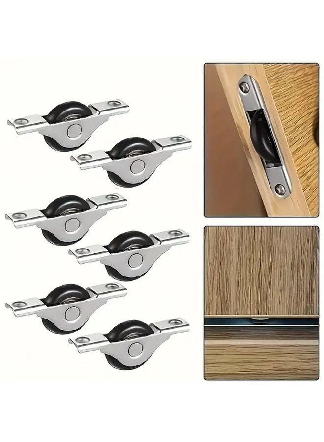 6pcs Heavy Duty Metal Sliding Door Guide Wheels Kit With Rail Easy Installation - Image 2