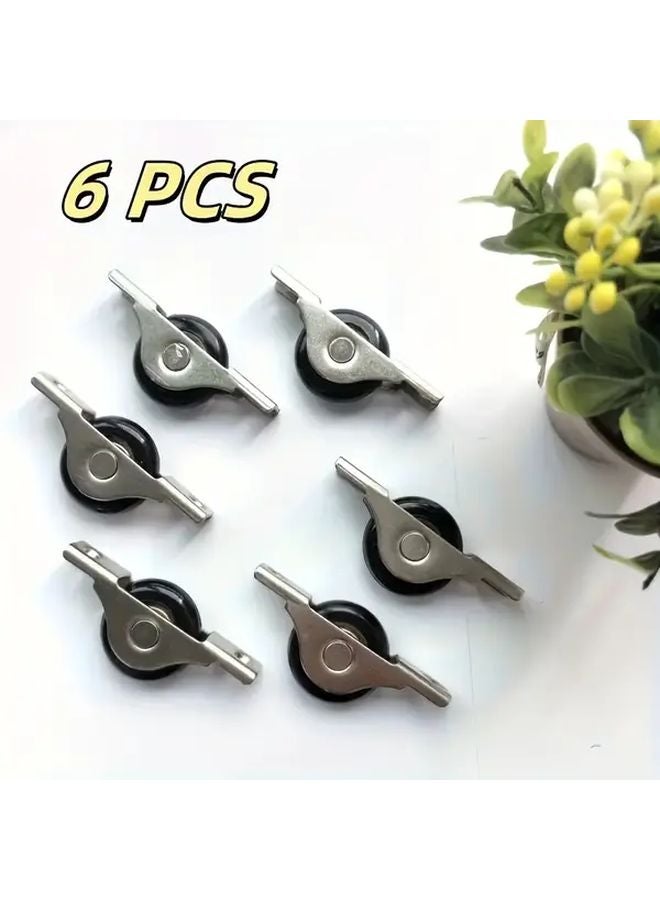 6pcs Heavy Duty Metal Sliding Door Guide Wheels Kit With Rail Easy Installation - Image 1