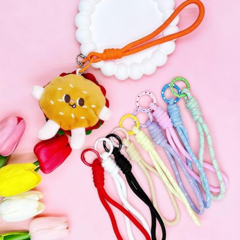 Braided Keychain Set 10 Polka Dot Wrist Lanyards Colorful Key Wristlet Strap - Durable Woven Coiled Keychain for Women Gym Office Errands - Image 5