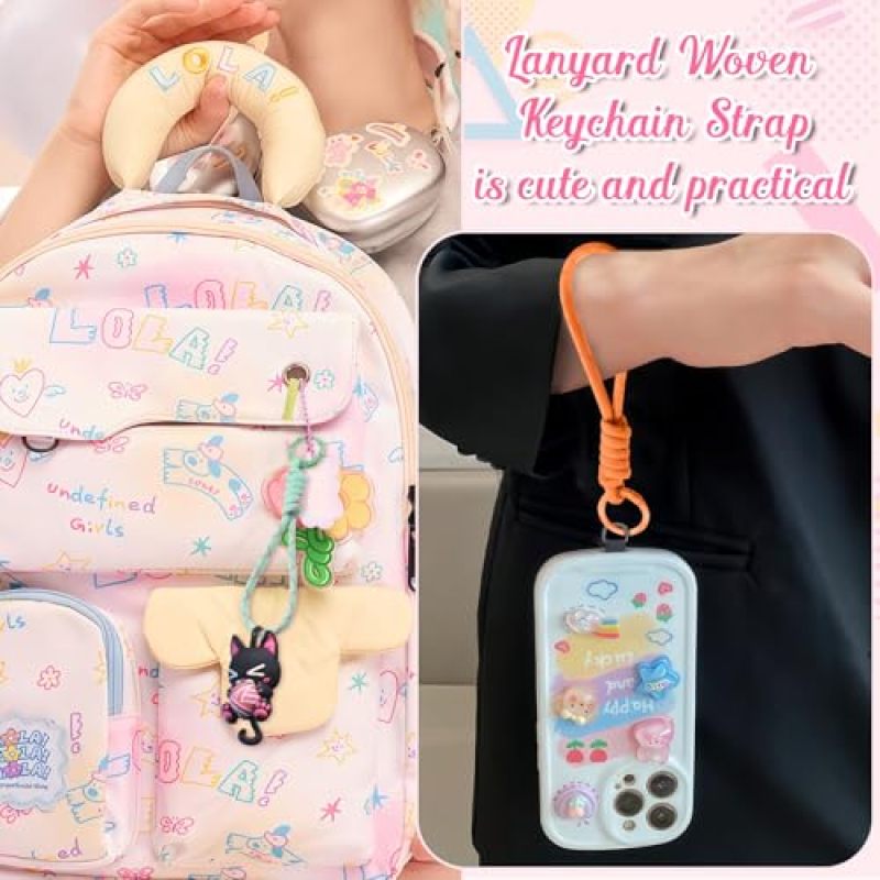 Braided Keychain Set 10 Polka Dot Wrist Lanyards Colorful Key Wristlet Strap - Durable Woven Coiled Keychain for Women Gym Office Errands - Image 2